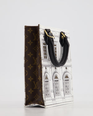 Louis Vuitton Fornasetti Petit Sac Plat Small Rectangle Crossbody Bag with Brown Monogram Canvas and Gold Hardware