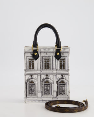 Louis Vuitton Fornasetti Petit Sac Plat Small Rectangle Crossbody Bag with Brown Monogram Canvas and Gold Hardware