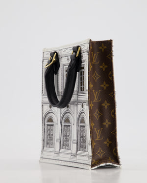 Louis Vuitton Fornasetti Petit Sac Plat Small Rectangle Crossbody Bag with Brown Monogram Canvas and Gold Hardware