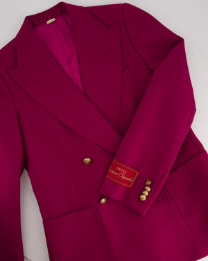 Gucci Purple Double Breasted Blazer With Gold Button Detail Size IT 40 (UK 8)