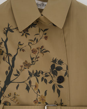 Christian Dior Beige AW22 Trench Coat with Dior Oblique Lining and Cuff Details with Garden Print Details FR 34 (UK 6)