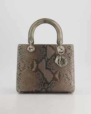 *RARE* Christian Dior Grey Medium Lady Dior Bag in Python Leather with Silver Gold Hardware