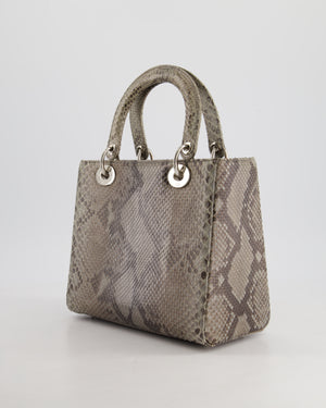 *RARE* Christian Dior Grey Medium Lady Dior Bag in Python Leather with Silver Gold Hardware