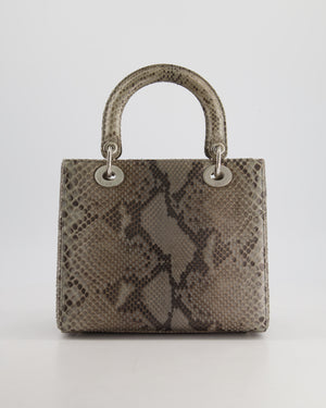 *RARE* Christian Dior Grey Medium Lady Dior Bag in Python Leather with Silver Gold Hardware