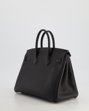 Hermès Birkin 25 Retourne in Black Togo Leather with Rose Gold Hardware