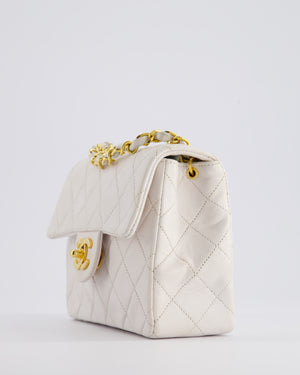 Chanel Vintage White Mini Square Bag in Lambskin Leather with 24K Gold Hardware