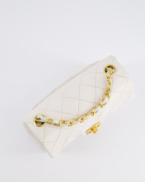 Chanel Vintage White Mini Square Bag in Lambskin Leather with 24K Gold Hardware