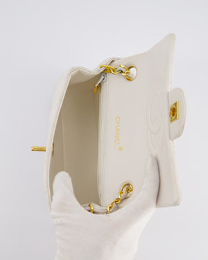 Chanel Vintage White Mini Square Bag in Lambskin Leather with 24K Gold Hardware