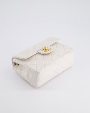 Chanel Vintage White Mini Square Bag in Lambskin Leather with 24K Gold Hardware