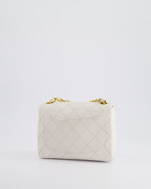 Chanel Vintage White Mini Square Bag in Lambskin Leather with 24K Gold Hardware