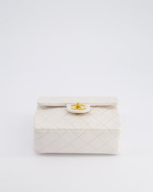 Chanel Vintage White Mini Square Bag in Lambskin Leather with 24K Gold Hardware