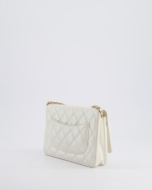 *HOT* Chanel Pearlescent Off-White Wallet on Chain Bag in Calfskin Leather with Champagne Gold Hardware