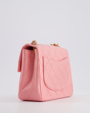 *RARE* Chanel Vintage Bubblegum Pink Mini Square Flap Bag in Lambskin Leather with 24K Gold Hardware