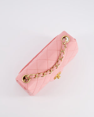 *RARE* Chanel Vintage Bubblegum Pink Mini Square Flap Bag in Lambskin Leather with 24K Gold Hardware