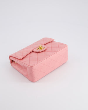 *RARE* Chanel Vintage Bubblegum Pink Mini Square Flap Bag in Lambskin Leather with 24K Gold Hardware