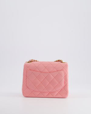 *RARE* Chanel Vintage Bubblegum Pink Mini Square Flap Bag in Lambskin Leather with 24K Gold Hardware