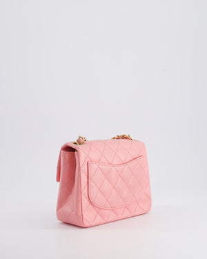 *RARE* Chanel Vintage Bubblegum Pink Mini Square Flap Bag in Lambskin Leather with 24K Gold Hardware