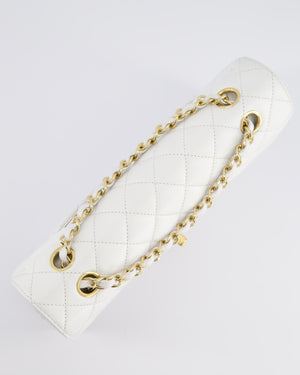 *RARE* Chanel White Medium Classic Double Flap in Caviar Leather with Gold Hardware