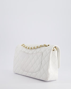 *RARE* Chanel White Medium Classic Double Flap in Caviar Leather with Gold Hardware