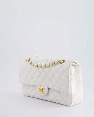 *RARE* Chanel White Medium Classic Double Flap in Caviar Leather with Gold Hardware