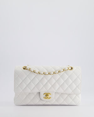 *RARE* Chanel White Medium Classic Double Flap in Caviar Leather with Gold Hardware