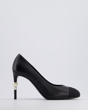 *HOT* Chanel Black Leather Pumps with Pearls 
CC Logo Details Size EU 40C