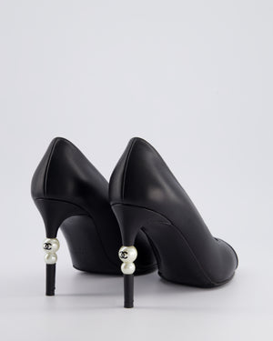 *HOT* Chanel Black Leather Pumps with Pearls 
CC Logo Details Size EU 40C