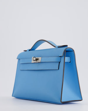 *HOT* Hermès Kelly Pochette in Celeste Swift Leather with Palladium Hardware