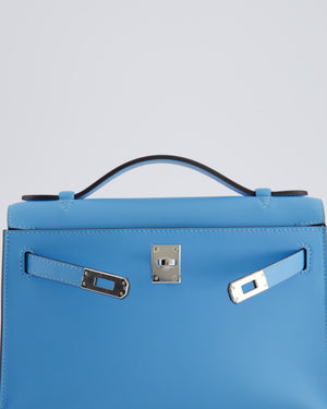 *HOT* Hermès Kelly Pochette in Celeste Swift Leather with Palladium Hardware