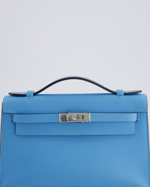 *HOT* Hermès Kelly Pochette in Celeste Swift Leather with Palladium Hardware