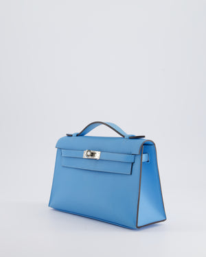 *HOT* Hermès Kelly Pochette in Celeste Swift Leather with Palladium Hardware