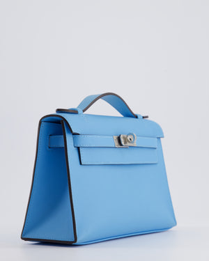 *HOT* Hermès Kelly Pochette in Celeste Swift Leather with Palladium Hardware