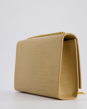 Saint Laurent Beige Lizard Embossed Kate Tassel Bag with Gold Hardware