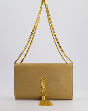 Saint Laurent Beige Lizard Embossed Kate Tassel Bag with Gold Hardware