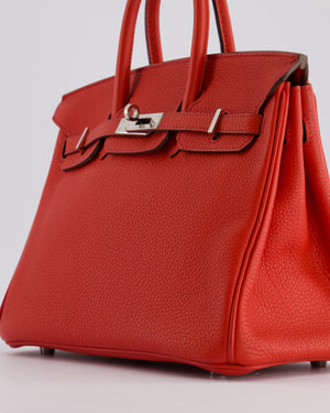 Hermès Birkin 25cm Retourne Bag in Geranium Togo Leather with Palladium Hardware