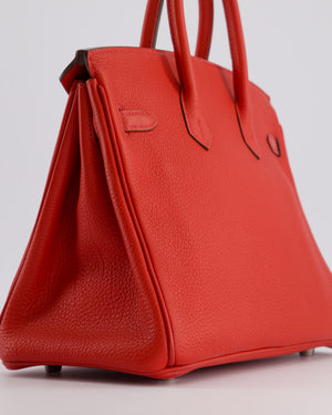 Hermès Birkin 25cm Retourne Bag in Geranium Togo Leather with Palladium Hardware