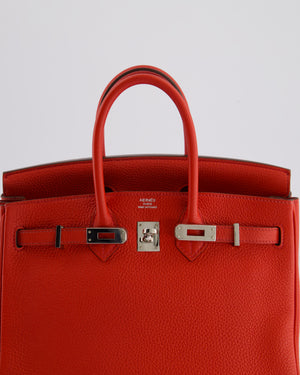 Hermès Birkin 25cm Retourne Bag in Geranium Togo Leather with Palladium Hardware