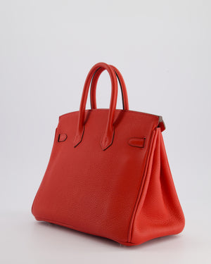 Hermès Birkin 25cm Retourne Bag in Geranium Togo Leather with Palladium Hardware