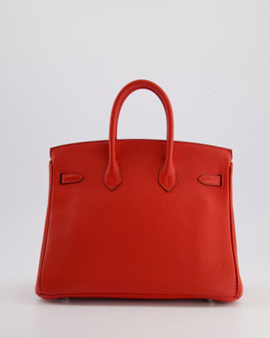 Hermès Birkin 25cm Retourne Bag in Geranium Togo Leather with Palladium Hardware