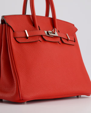 Hermès Birkin 25cm Retourne Bag in Geranium Togo Leather with Palladium Hardware