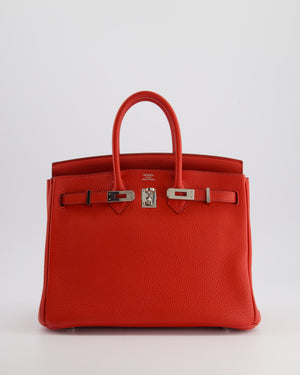 Hermès Birkin 25cm Retourne Bag in Geranium Togo Leather with Palladium Hardware