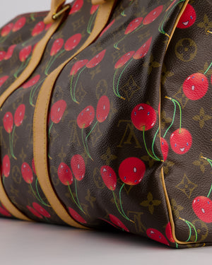 *COLLECTORS PIECE* Louis Vuitton x Murakami Vintage Cherry Brown Monogram Keepall 45 with Gold Hardware