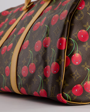 *COLLECTORS PIECE* Louis Vuitton x Murakami Vintage Cherry Brown Monogram Keepall 45 with Gold Hardware