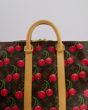 *COLLECTORS PIECE* Louis Vuitton x Murakami Vintage Cherry Brown Monogram Keepall 45 with Gold Hardware