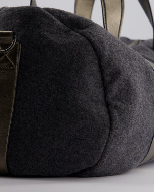 Brunello Cucinelli Grey Felt Duffle Bag with Gunmetal Grey Hardware