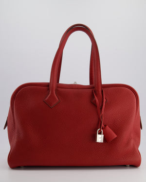 Hermès Victoria II 35cm Bag in Rouge Garance Clemence Leather with Palladium Hardware