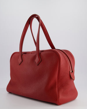 Hermès Victoria II 35cm Bag in Rouge Garance Clemence Leather with Palladium Hardware