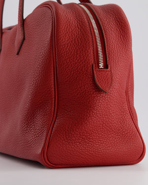 Hermès Victoria II 35cm Bag in Rouge Garance Clemence Leather with Palladium Hardware