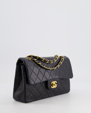 Chanel Vintage Black Small Double Flap Bag in Lambskin Leather with 24K Gold Hardware