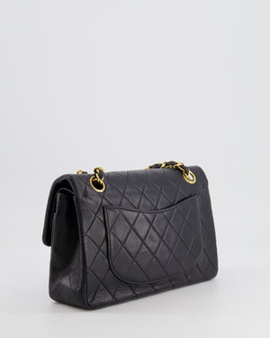 Chanel Vintage Black Small Double Flap Bag in Lambskin Leather with 24K Gold Hardware